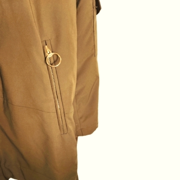 MaNGo Faux Fur Lined Hooded Jacket Women Oversized Olive Green Zip-up XXS NWOT - Picture 4 of 14